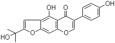 结构式 CAS# 221150-18-1, Erysubin A; 4-羟基-2-(1-羟基-1-甲基乙基)-6-(4-羟基苯基)-5H-呋喃并[3,2-g][1]苯并吡喃-5-酮