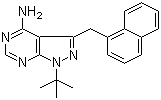 structure of CAS# 221244-14-0, 4-Amino-1-tert-butyl-3-(1'-naphthylmethyl)pyrazolo[3,4-d]pyrimidine;1 NM-PP1