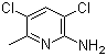 structure of CAS# 22137-52-6, 3,5-Dichloro-6-methylpyridin-2-amine;3,5-Dichloro-6-methyl-pyridin-2-ylamine; 2-Amino-3,5-dichloro-6-methylpyridine