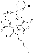 structure of CAS# 22467-31-8, Rubratoxin A;9-[(3,6-Dihydro-6-oxo-2H-pyran-2-yl)hydroxymethyl]-3,4,5,8,9,10-hexahydro-1,5-dihydroxy-4-(1-hydroxyheptyl)-3-oxo-1H-cyclonona[c]furan-6,7-dicarboxylic anhydride