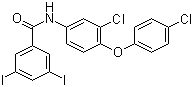 structure of CAS# 22662-39-1, Rafoxanide;3'-Chloro-4'-(4-chlorophenoxy)-3,5-diiodosalicylanilide