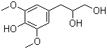 结构式 CAS# 22805-15-8, 3-(4-羟基-3,5-二甲氧基苯基)-1,2-丙二醇