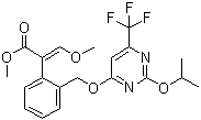 structure of CAS# 229977-93-9, Fluacrypyrim;Methyl (E)-2-[2-[[(2-isopropoxy-6-trifluoromethylpyrimidin-4-yl)oxy]methyl]phenyl]-3-methoxy-2-propenoate