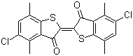 structure of CAS# 2379-75-1, Vat Voilet 3;C.I. 73395; C.I. Pigment Violet 38; 5-Chloro-2-(5-chloro-4,7-dimethyl-3-oxobenzo[b]thien-2(3H)-ylidene)-4,7-dimethylbenzo[b]thiophene-3(2H)-one