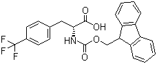structure of CAS# 238742-88-6, Fmoc-4-(Trifluoromethyl)-D-phenylalanine;Fmoc-D-4-Trifluoromethylphe; Fmoc-D-Phe(4-CF3)-OH; Fmoc-D-Phe(4-trifluoromethyl)-OH; Fluorenylmethoxycarbonyl-D-3-trifluoromethylphenylalanine