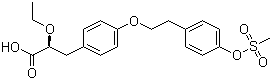 structure of CAS# 251565-85-2, Galida;(S)-2-Ethoxy-3-[4-[2-(4-methanesulfonyloxyphenyl)ethoxy]phenyl]propanoic acid; (alphaS)-alpha-Ethoxy-4-[2-[4-[(methylsulfonyl)oxy]phenyl]ethoxy]benzenepropanoic acid;  Tesaglitazar