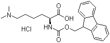 structure of CAS# 252049-10-8, Fmoc-N',N'-dimethyl-L-lysine hydrochloride;N-[(9H-Fluoren-9-ylmethoxy)carbonyl]-N',N'-dimethyl-L-lysine hydrochloride; Fmoc-Lys(Me)2-OH HCl