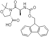 结构式 CAS# 252554-78-2, (4S)-3-[(2S)-2-[[(9H-芴-9-甲氧基)羰基]氨基]-1-氧代丙基]-2,2-二甲基-4-恶唑烷羧酸