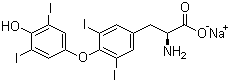 structure of CAS# 25416-65-3, Sodium levothyroxine;L-Thyroxine sodium salt; Sodium (2S)-2-amino-3-[4-(4-hydroxy-3,5-diiodo-phenoxy)-3,5-diiodo-phenyl]propanoate