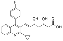 结构式 CAS# 254452-88-5, (3S,5R,E)-7-(2-环丙基-4-(4-氟苯基)喹啉-3-基)-3,5-二羟基庚-6-烯酸