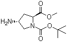 structure of CAS# 254881-77-1, (2R,4S)-1-tert-Butyl 2-methyl 4-aminopyrrolidine-1,2-dicarboxylate;(2R,4S)-4-Amino-1,2-pyrrolidinedicarboxylic acid 1-(1,1-dimethylethyl) 2-methyl ester