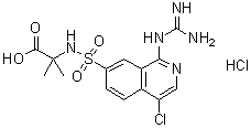 结构式 CAS# 256476-36-5, N-[[1-[(氨基亚胺甲基)氨基]-4-氯-7-异喹啉基]磺酰基]-2-甲基丙氨酸单盐酸盐