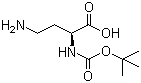 结构式 CAS# 25691-37-6, 叔丁氧羰基-L-2,4-二氨基丁酸