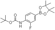结构式 CAS# 262444-42-8, 4-(叔丁氧羰基氨基)-3-氟苯硼酸频哪醇酯