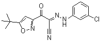 structure of CAS# 263707-16-0, alpha-[(3-Chlorophenyl)hydrazono]-5-(1,1-dimethylethyl)-beta-oxo-3-isoxazolepropanenitrile;ESI 09