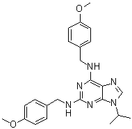 structure of CAS# 267402-71-1, N2,N6-Bis[(4-methoxyphenyl)methyl]-9-(1-methylethyl)-9H-purine-2,6-diamine;Myoseverin