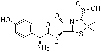 structure of CAS# 26787-78-0, Amoxicillin;(2S,5R,6R)-6-(2-Amino-2-(4-hydroxyphenyl)acetamido)-3,3-dimethyl-7-oxo-4-thia-1-azabicyclo[3.2.0]heptane-2-carboxylic acid