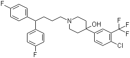 structure of CAS# 26864-56-2, Penfluridol ;1-[4,4-Bis(4-fluorophenyl)butyl]-4-[4-chloro-3(trifluoromethyl)phenyl]-4-piperidinol