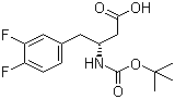 结构式 CAS# 269396-59-0, (3R)-3-[(叔丁氧羰基)氨基]-4-(3,4-二氟苯基)丁酸
