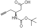 结构式 CAS# 270596-47-9, (3S)-3-[[叔丁氧羰基]氨基]-5-己炔酸