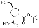 structure of CAS# 273221-97-9, (2S,4R)-1-(tert-Butoxycarbonyl)-4-(hydroxymethyl)pyrrolidine-2-carboxylic acid