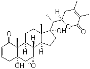 structure of CAS# 27570-38-3, Withanone;(5a,6a,7a,22R)-6,7-Epoxy-5,17,22-trihydroxy-1-oxoergosta-2,24-dien-26-oic acid d-lactone; NSC 179884