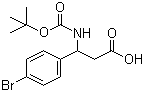 结构式 CAS# 282524-86-1, N-叔丁氧羰基-3-氨基-3-(4'-溴苯基)丙酸; 3-(4'-溴苯基)-3-[(叔丁氧基羰基)氨基]丙酸