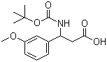 结构式 CAS# 284493-53-4, 3-(Boc-氨基)-3-(3-甲氧基苯基)丙酸; 3-叔丁氧羰基氨基-3-(3-甲氧基苯基)丙酸