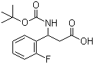 结构式 CAS# 284493-56-7, 3-(Boc-氨基)-3-(2-氟苯基)丙酸; 3-叔丁氧羰基氨基-3-(2-氟苯基)丙酸