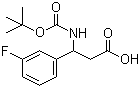 结构式 CAS# 284493-59-0, 3-(Boc-氨基)-3-(3-氟苯基)丙酸; 3-叔丁氧羰基氨基-3-(3-氟苯基)丙酸