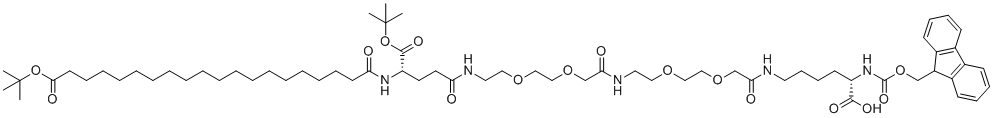 structure of CAS# 2915356-76-0, Fmoc-L-Lys[C20-OtBu-Glu(OtBu)-AEEA-AEEA]-OH;Tirzepatide sidechain