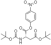 structure of CAS# 29365-05-7, N-[(1,1-Dimethylethoxy)carbonyl]-L-aspartic acid 4-(1,1-dimethylethyl) 1-(4-nitrophenyl) ester;L-N-Carboxyaspartic acid N,4-di-tert-butyl p-nitrophenyl ester