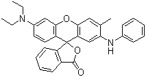 structure of CAS# 29512-49-0, 7-Anilino-3-diethylamino-6-methyl fluoran;3-Diethylamino-6-methyl-7-anilinofluoran; 6'-Diethylamino-3'-methyl-2'-phenylaminofluoran; 3-(Diethylamino)-6-methyl-7-anilinofluoran; 2'-Anilino-6'-(diethylamino)-3'-methylspiro[isobenzofuran-1(3H),9'-[9H]xanthene]-3-one; One Dye Black 1; ODB-1