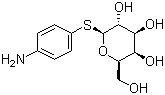 structure of CAS# 29558-05-2, 4-Aminophenyl 1-thio-beta-D-galactopyranoside;beta-D-p-Aminophenyl 1-thio-galactopyranoside; p-Aminophenyl 1-thio-galactoside; p-Aminophenyl 1-thio-beta-D-galactopyranoside; p-Aminophenyl 1-thio-beta-D-galactoside; p-Aminophenyl beta-D-thiogalactoside; p-Aminophenyl-beta-D-thiogalactopyranoside