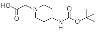 结构式 CAS# 299203-94-4, [4-[(叔丁氧羰基)氨基]哌啶-1-基]乙酸