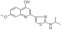 structure of CAS# 300831-05-4, 7-Methoxy-2-[2-[(1-methylethyl)amino]-4-thiazolyl]-4-quinolinol