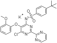 结构式 CAS# 301646-59-3, N-[6-氯-5-(2-甲氧基苯氧基)[2,2'-联嘧啶]-4-基]-4-叔丁基苯磺酰胺钾盐