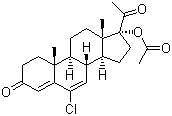 structure of CAS# 302-22-7, Chlormadinone acetate ;6-Chloro-delta(4,6)-pregnadiene-17a-ol-3,20-dionacetate; 6-Chloro-delta6-dehydro-17a-acetoxyprogesterone