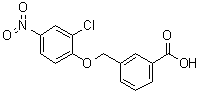 structure of CAS# 30880-72-9, 3-[(2-Chloro-4-nitrophenoxy)methyl]benzoic acid;NSC 146848; alpha-(2-Chloro-4-nitrophenoxy)-m-toluic acid