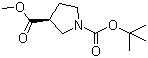 结构式 CAS# 313706-15-9, (S)-1-Boc-3-羧基吡咯烷甲酯; (S)-1-叔丁氧羰基-3-羧基吡咯烷甲酯