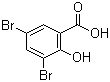 结构式 CAS# 3147-55-5, 3,5-二溴水杨酸; 3,5-二溴-2-羟基苯甲酸; 3,5-二溴邻羟基苯甲酸
