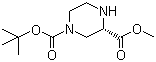 结构式 CAS# 314741-39-4, (S)-1-N-叔丁氧羰基哌嗪-3-甲酸甲酯