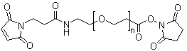 structure of CAS# 326003-46-7, alpha-[2-[[3-(2,5-Dihydro-2,5-dioxo-1H-pyrrol-1-yl)-1-oxopropyl]amino]ethyl]-omega-[3-[(2,5-dioxo-1-pyrrolidinyl)oxy]-3-oxopropoxy]poly(oxy-1,2-ethanediyl)