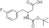 结构式 CAS# 331763-66-7, N-叔丁氧羰基-D-3-氨基-4-(3-氟苯基)丁酸