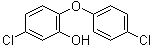 structure of CAS# 3380-30-1, 4,4'-Dichloro-2-hydroxydiphenyl ether;Diclosan; Soneclosan; Tinopal HP 100; Tinosan HP 100; p-Chlorophenyl 2-hydroxy-4-chlorophenyl ether