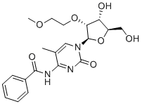 structure of CAS# 340162-93-8, N-Benzoyl-2'-O-(2-methoxyethyl)-5-methylcytidine;N-[1-[(2R,3R,4R,5R)-4-hydroxy-5-(hydroxymethyl)-3-(2-methoxyethoxy)oxolan-2-yl]-5-methyl-2-oxopyrimidin-4-yl]benzamide