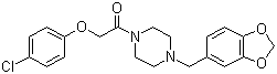 structure of CAS# 34161-24-5, Fipexide;1-(2-[4-Chlorophenoxy]acetyl)-4-(3,4-methylenedioxybenzyl)piperazine