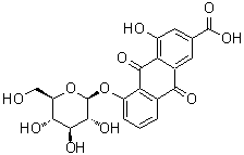 结构式 CAS# 34298-86-7, 大黄酸-8-葡糖苷