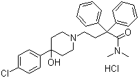 结构式 CAS# 34552-83-5, 盐酸洛哌丁胺; 4-(对氯苯基)-4-羟基-N,N-二甲基-alpha,alpha-二苯基-1-哌啶丁酰胺盐酸盐