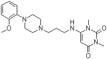 结构式 CAS# 34661-75-1, 乌拉地尔; 6-{3-[4-(2-甲氧基苯基)-1-哌嗪基]-丙基氨基}-1,3-二甲基脲嘧啶